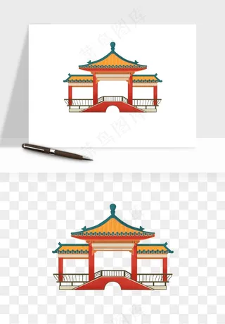 国潮风古建筑古楼古塔鼓楼psd,png免抠图