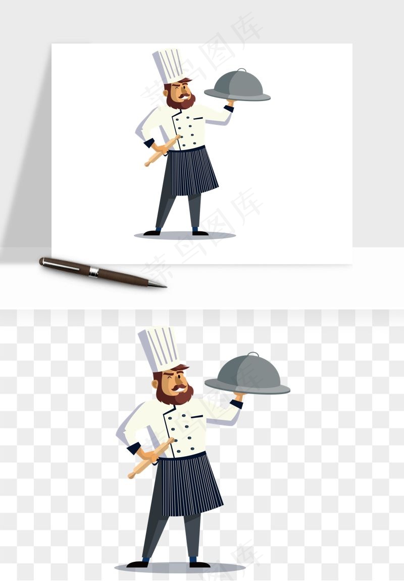 手绘厨师大厨png免抠