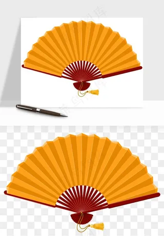 古风扇子元素png免抠