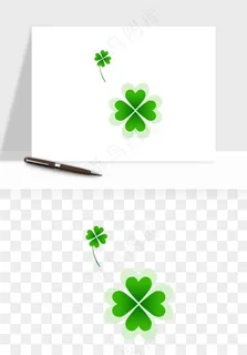 手绘四叶草幸运植物png免抠