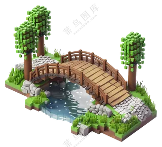 宁静池塘上的木桥