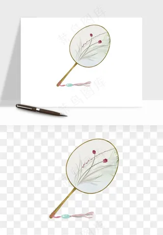 古风扇子元素png免抠