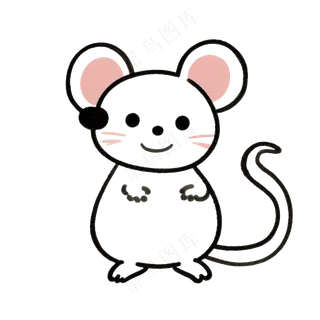 黑色简笔画免抠小老鼠