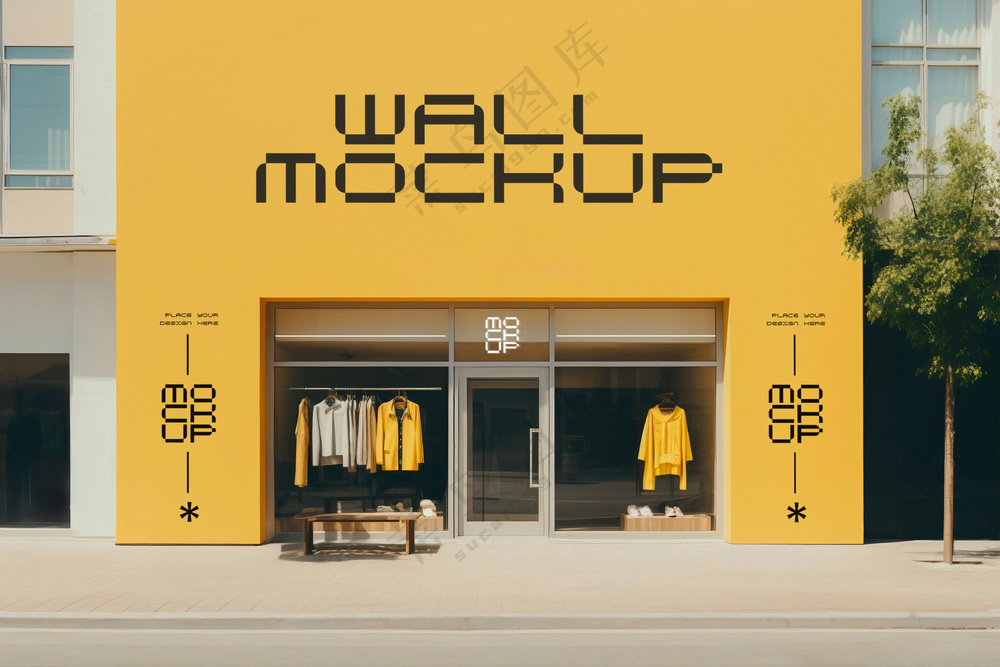 商场超市外墙门店门头招牌贴图海报店铺店招橱窗logo样机-22