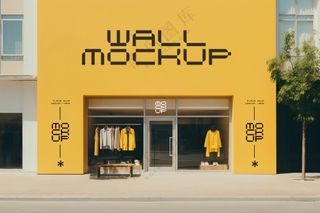 商场超市外墙门店门头招牌贴图海报店铺店招橱窗logo样机-22