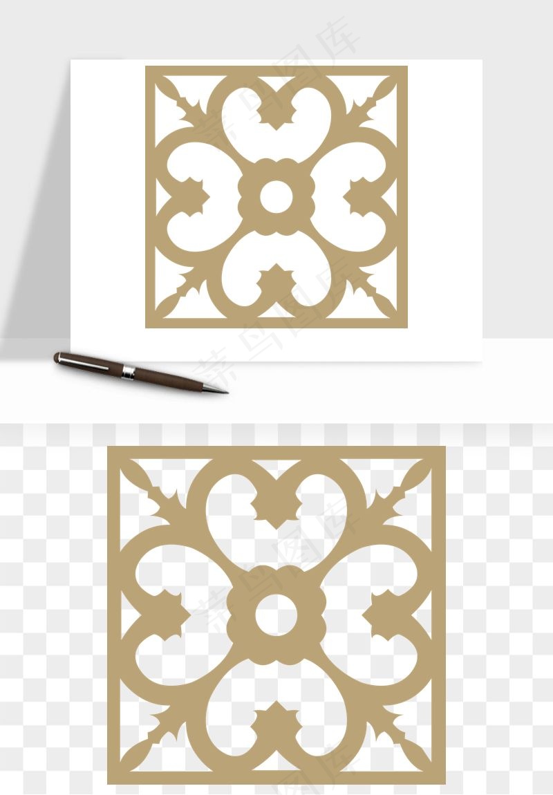 中式镂空古典图案png免抠