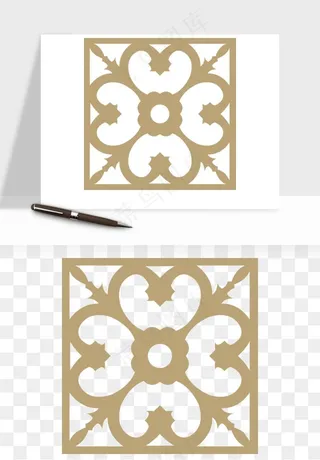 中式镂空古典图案png免抠