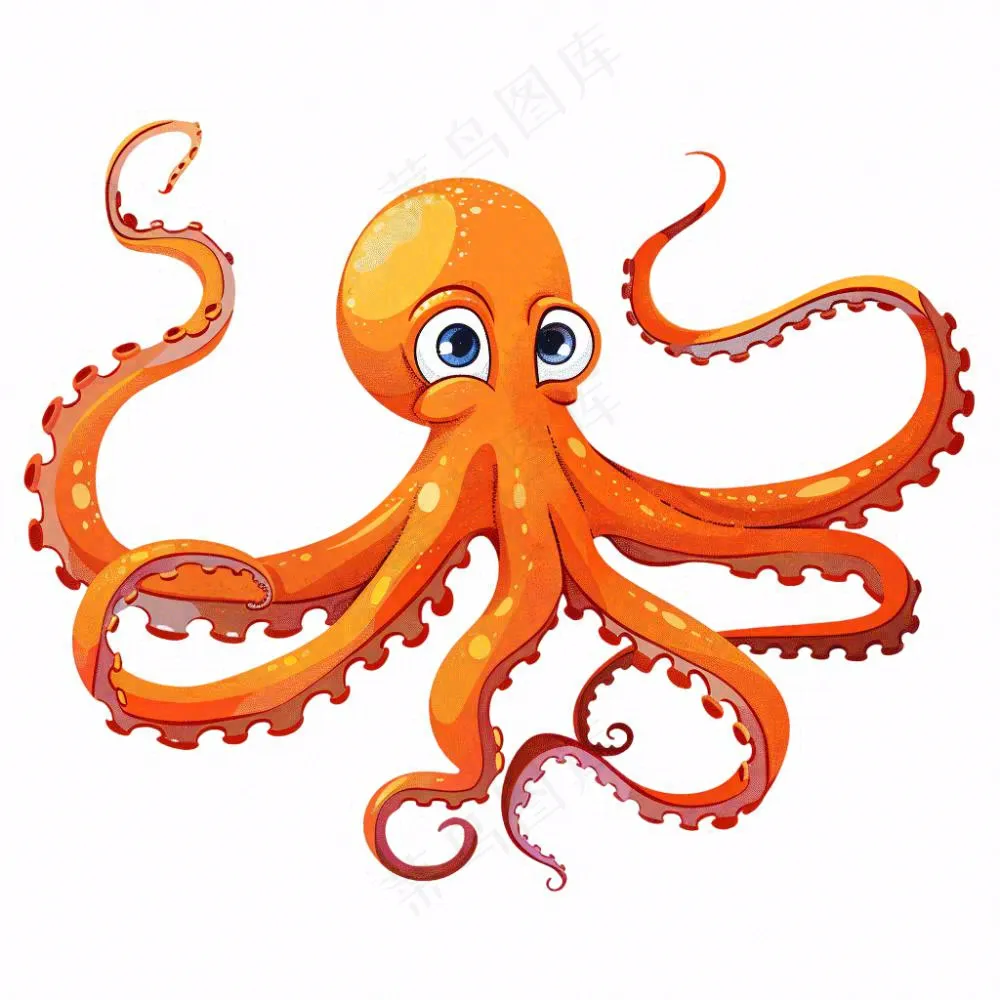 海洋动物章鱼墨鱼鱿鱼卡通插画免抠