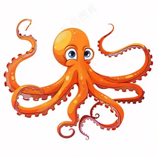 海洋动物章鱼墨鱼鱿鱼卡通插画免抠