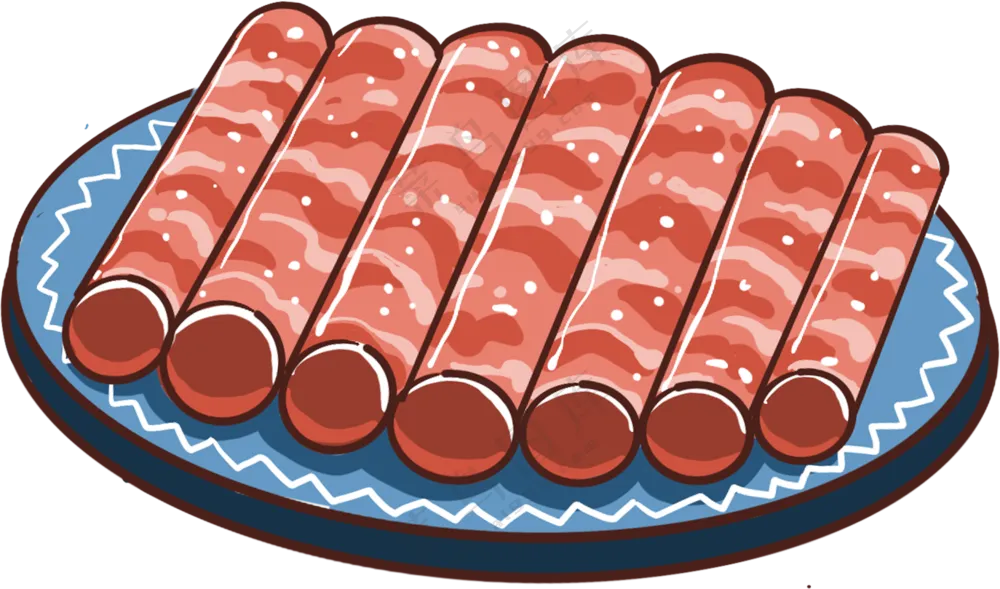 手绘插画-美食牛羊肉