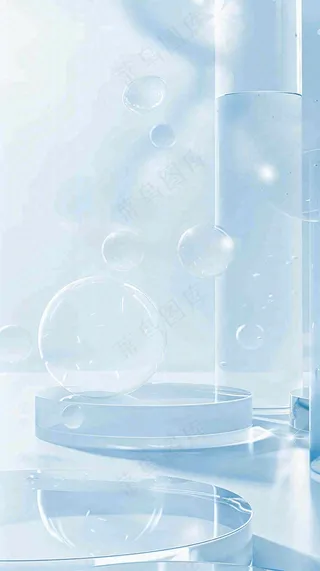 美妆护肤3d展台清新背景