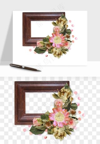 复古花卉相框欧式png免抠
