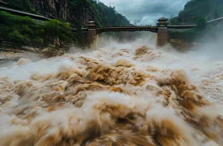 洪水自然灾害防洪预警摄影图