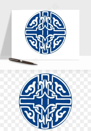 青花瓷花纹花卉图案png免抠