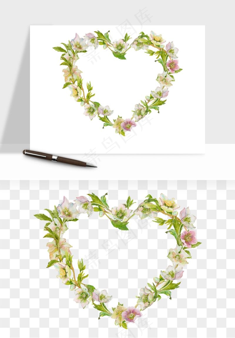 手绘花环边框浪漫png免抠