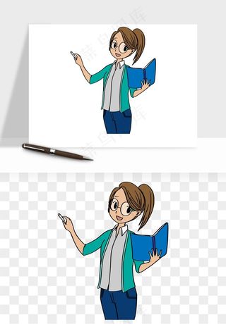 手绘教师讲课png免抠