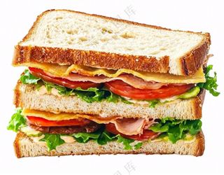 芝士培根三明治美食西餐摄影图免抠