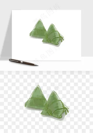 国潮粽子手绘肉粽png免抠