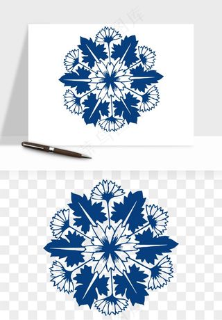 青花瓷花纹花卉图案png免抠