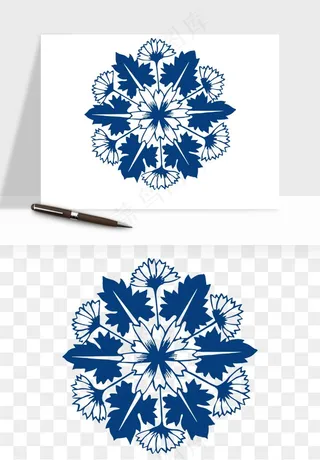 青花瓷花纹花卉图案png免抠