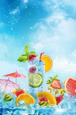 夏日饮品饮料清凉背景