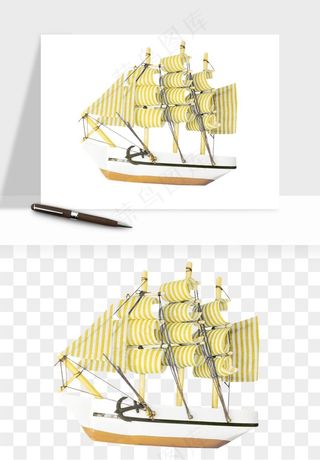 手绘航行帆船png免抠