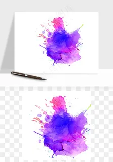 水彩泼墨涂鸦墨迹元素png免抠