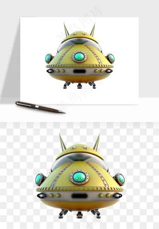 立体飞碟UFO外星人飞船png免抠