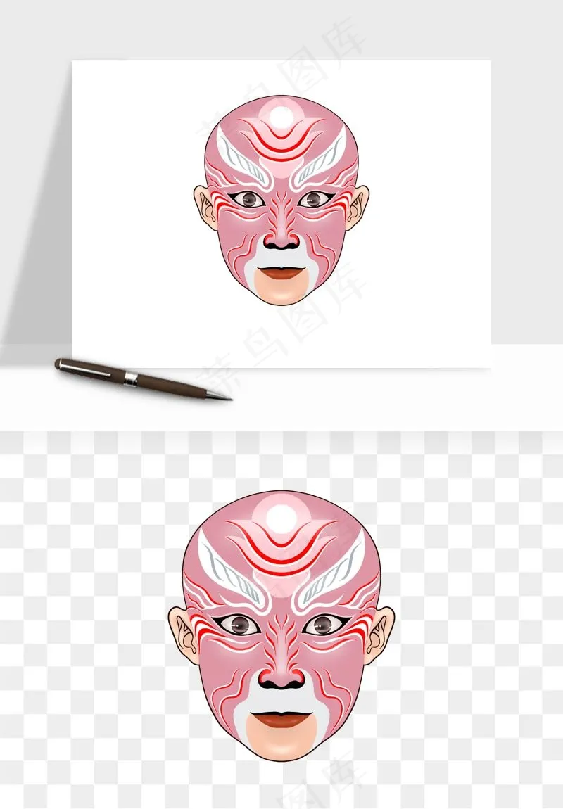 手绘戏剧脸谱卡通面具png免抠