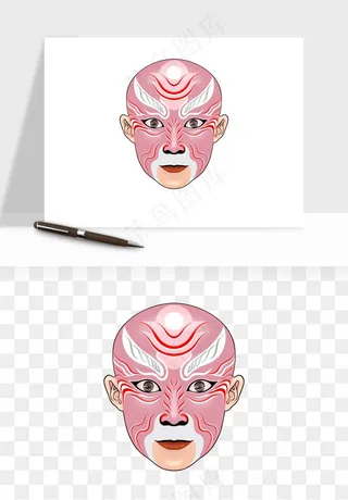 手绘戏剧脸谱卡通面具png免抠