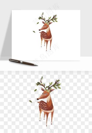 手绘梅花鹿小鹿麋鹿png免抠
