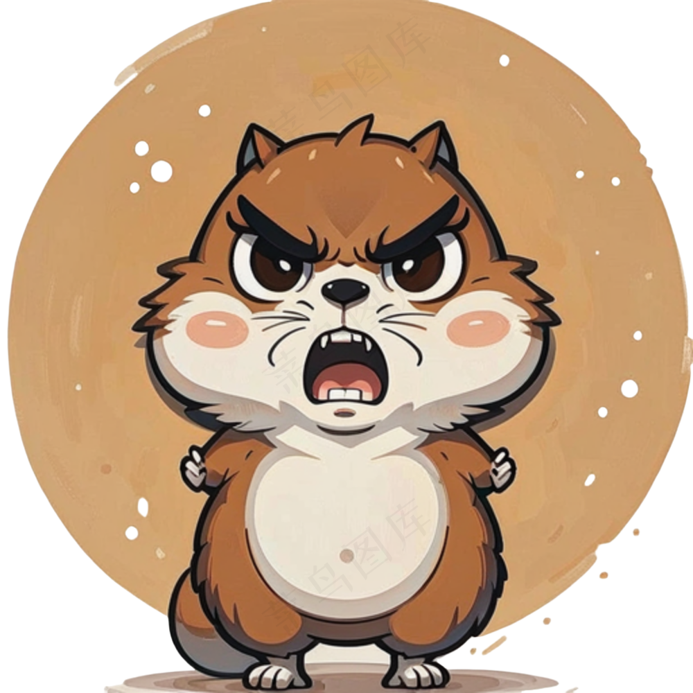 可爱土黄色卡通暴躁鼠鼠免抠图