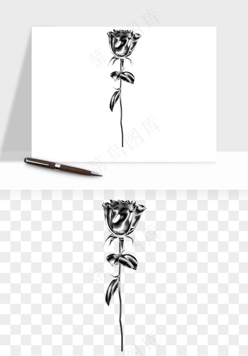 立体潮流金属质感小装饰png免抠