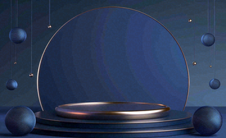 电商促销简约立体几何海报背景电商C4D展台背景