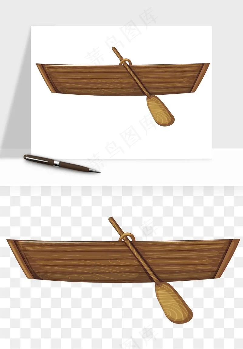 手绘木船小船png免抠