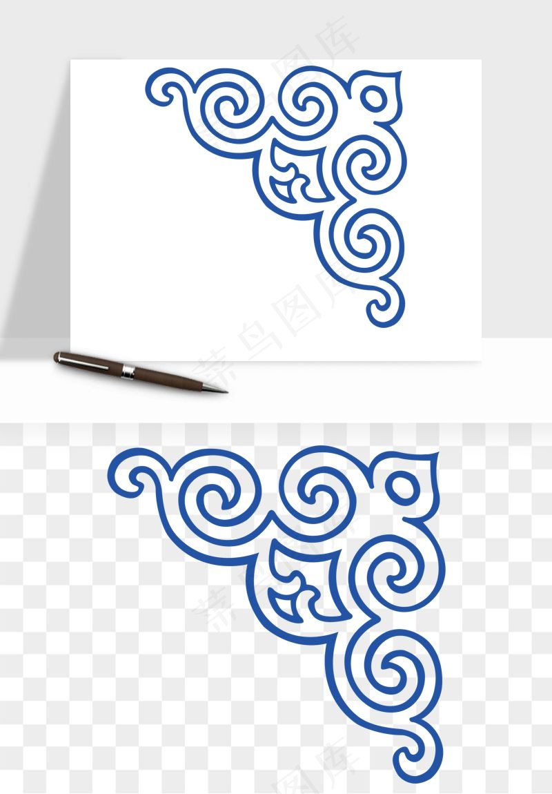 青花瓷花纹花卉图案png免抠