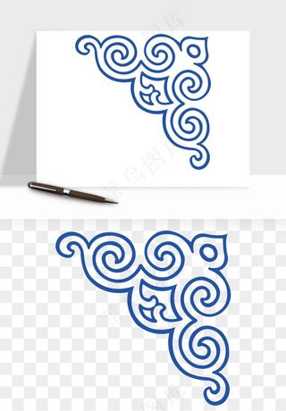 青花瓷花纹花卉图案png免抠