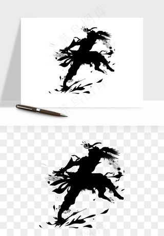 水墨江湖侠客武侠剪影png免抠