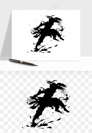 水墨江湖侠客武侠剪影png免抠
