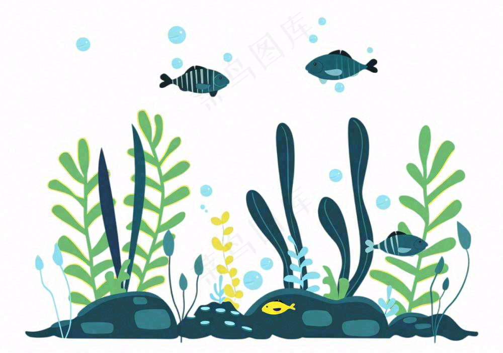 海洋海藻珊瑚植物卡通插画免抠