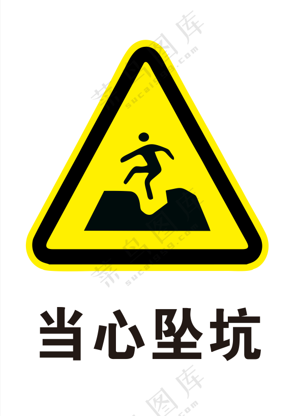 当心坠坑警示标志