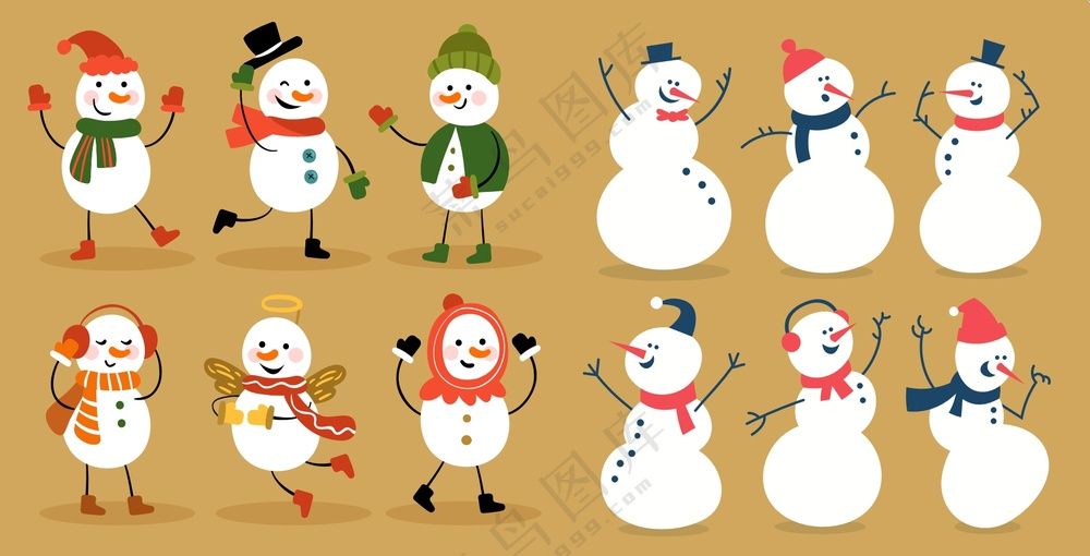 圣诞雪人矢量素材图片