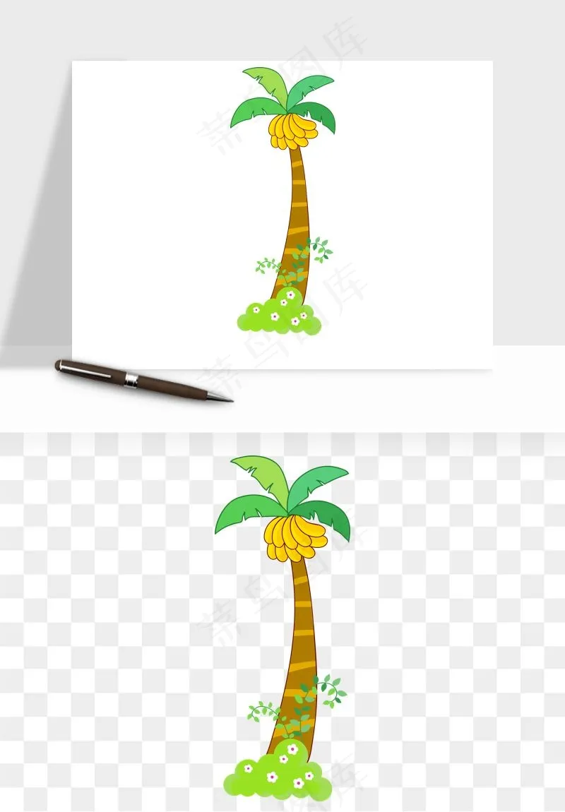 卡通沙滩椰子树png免抠