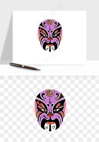 手绘戏剧脸谱卡通面具png免抠