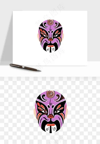 手绘戏剧脸谱卡通面具png免抠