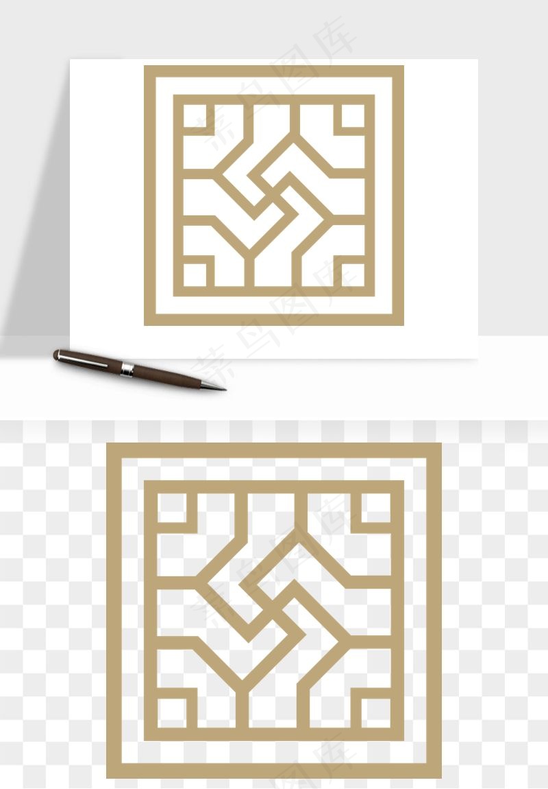 中式镂空古典图案png免抠