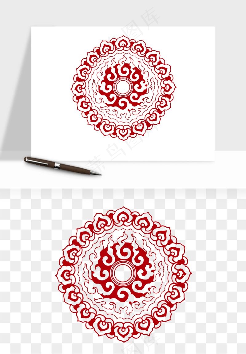 传统窗花剪纸图案png免抠