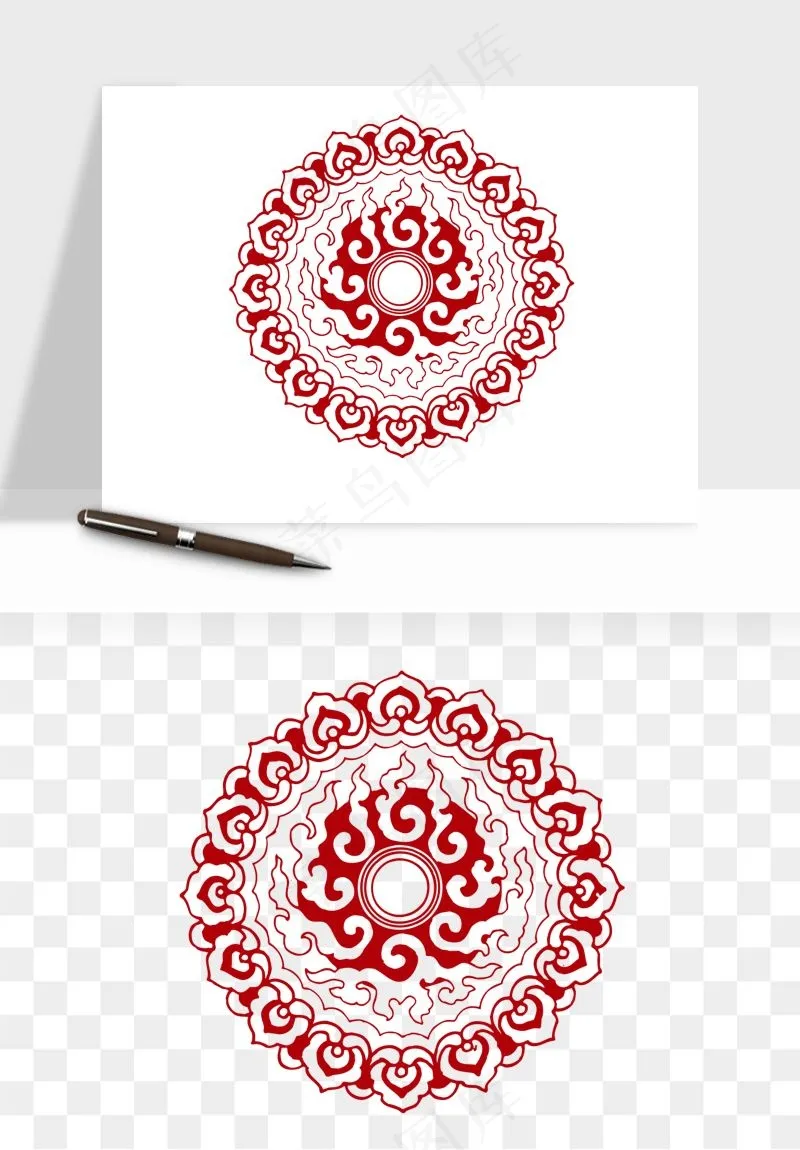 传统窗花剪纸图案png免抠