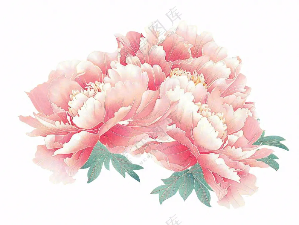 牡丹花朵国花插画免抠