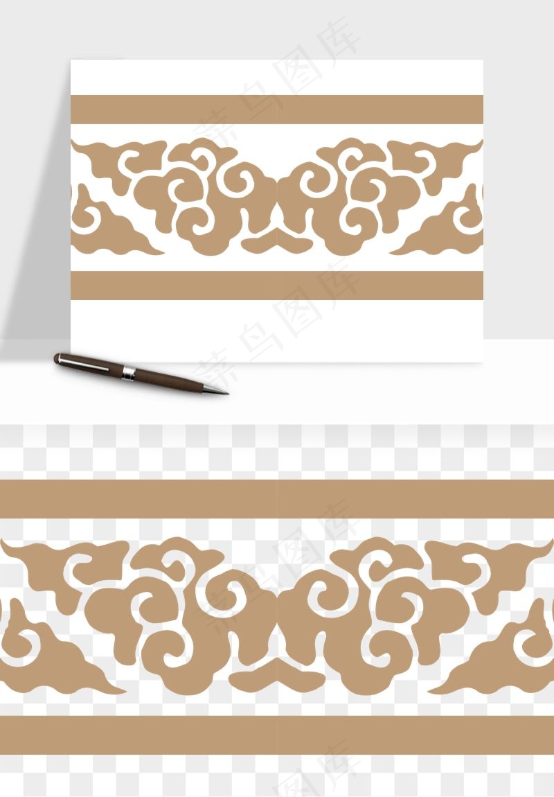 中式边框花纹图案png免抠